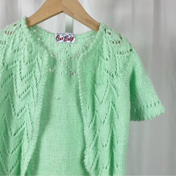 Our Baby Vintage 3T Knit Lime Green Long Cardigan Soft - Picture 5 of 5